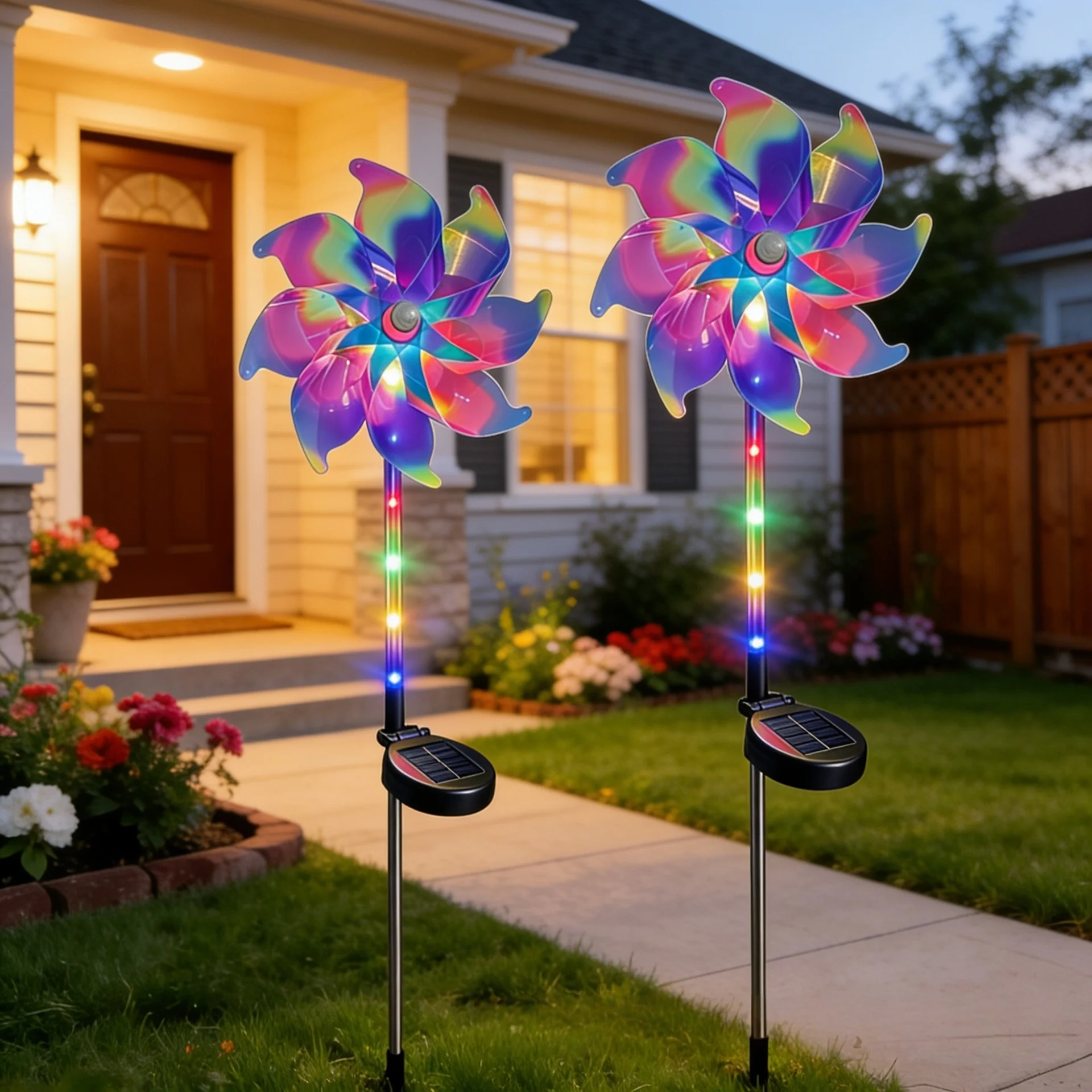 Newest Solar Windmill Light LED Artificial Flower Lights Used For Outdoor Yard Lawn Light Garden,Lawn,Fence,ChristmasDecoration