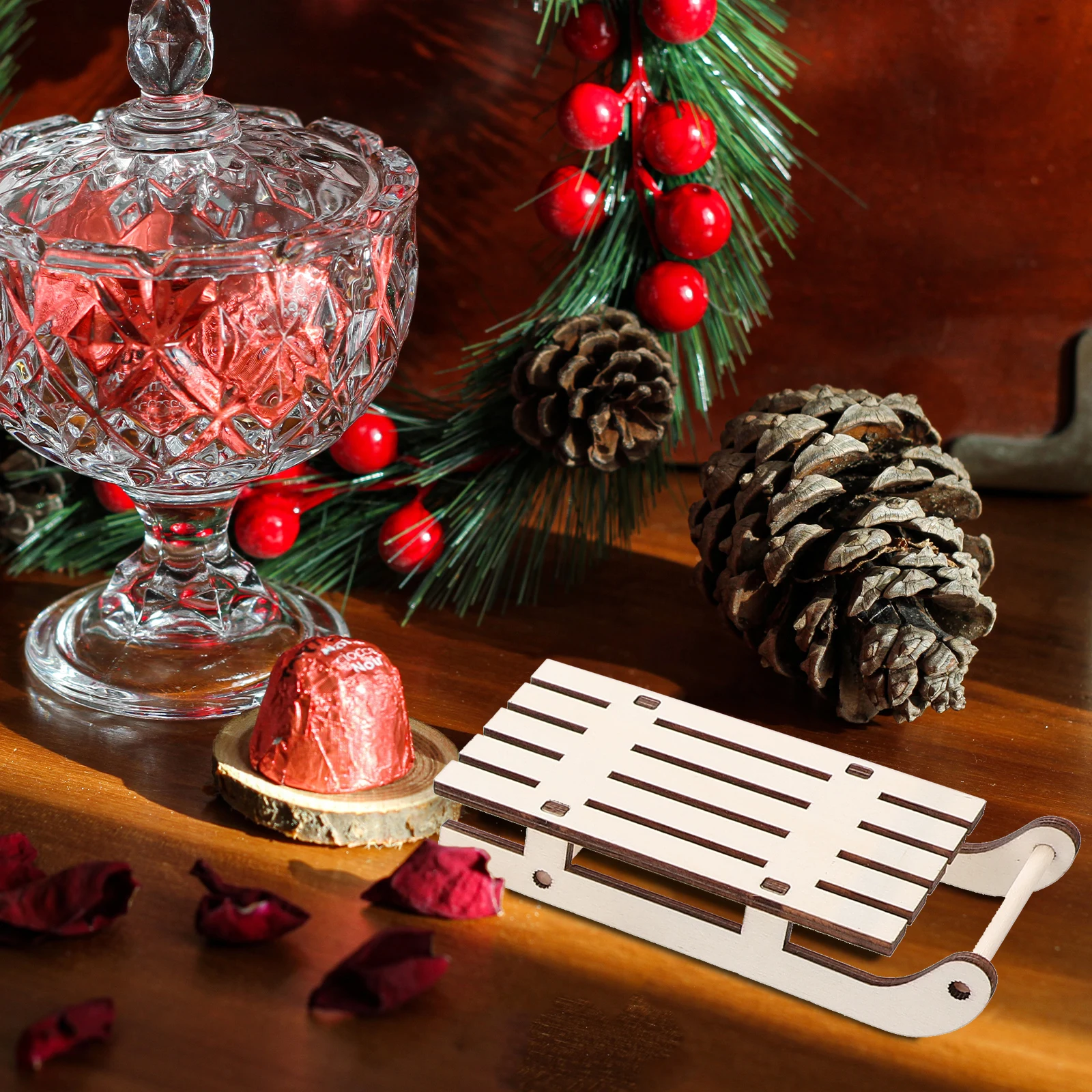 

12pcs Miniature Wooden Sleigh Craft Unfinished Christmas Sled Decoration For Home Office Desktop Holiday Party Xmas Wood Sleigh