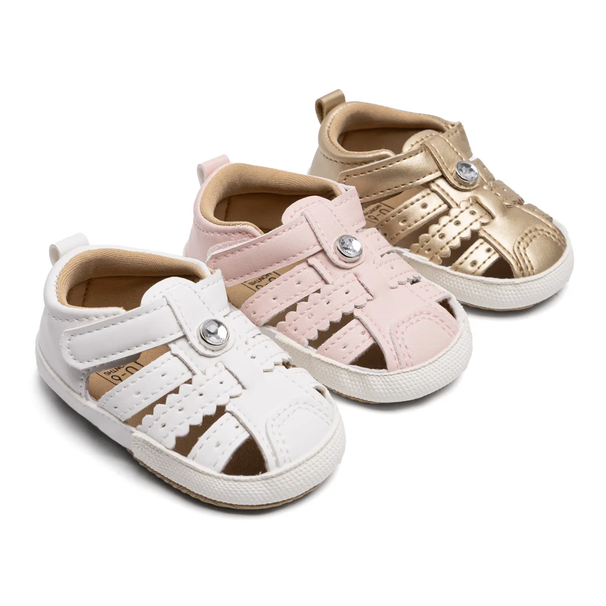 

Kids'Casual Shoes Toddler Solid Color PU Leathe Summer Shoes For Baby Anti-slip Breathable Soft Bottom Pink White Size 11-13