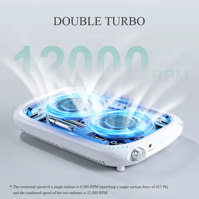 

12000RPM Rechargeable Nail Dust Collector Professional Vacuum Double Fan Nail Dust Collector for Nail Salon