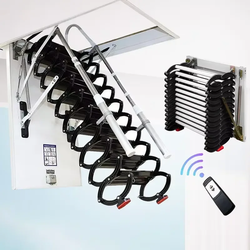 Hot Sale One Button Control Electric Auto Open/Close Folding Attic Stairs Telescopic Extension Ladder