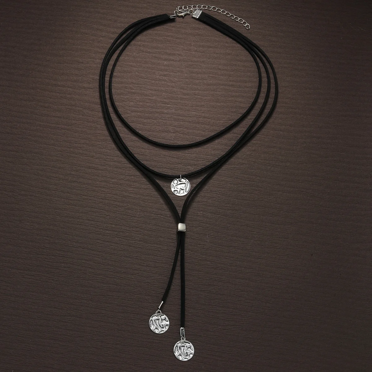 Vintage multi-layer velvet rope woven circular pendant long tassel women\'s necklace