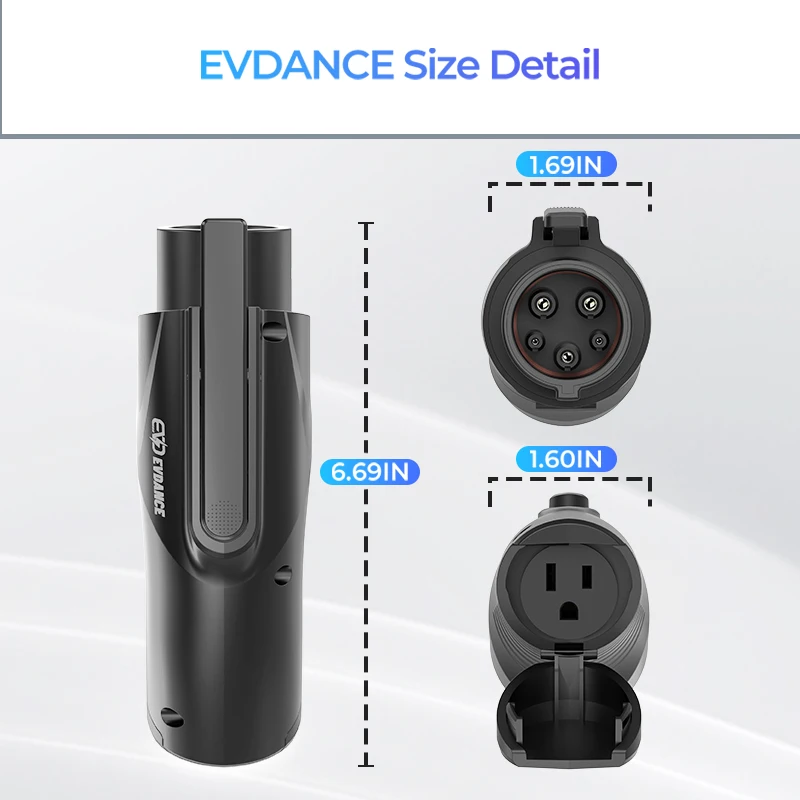 EVDANCE V2L Discharge Adapter NEMA5-15 Plug Compatible with Hyundai Ioniq 5/6 Kia EV6 15 Amp Vehicle to Load Adapter for Outdoor