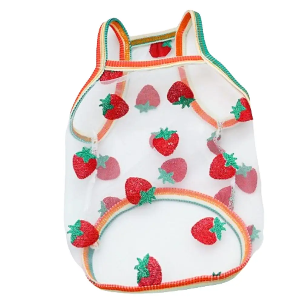 Sun Protection Pet Harness Strawberry Pattern Polyester Fiber Cat Vest Quick Dry Breathable Dog Cooling Vest Clothing Supplies