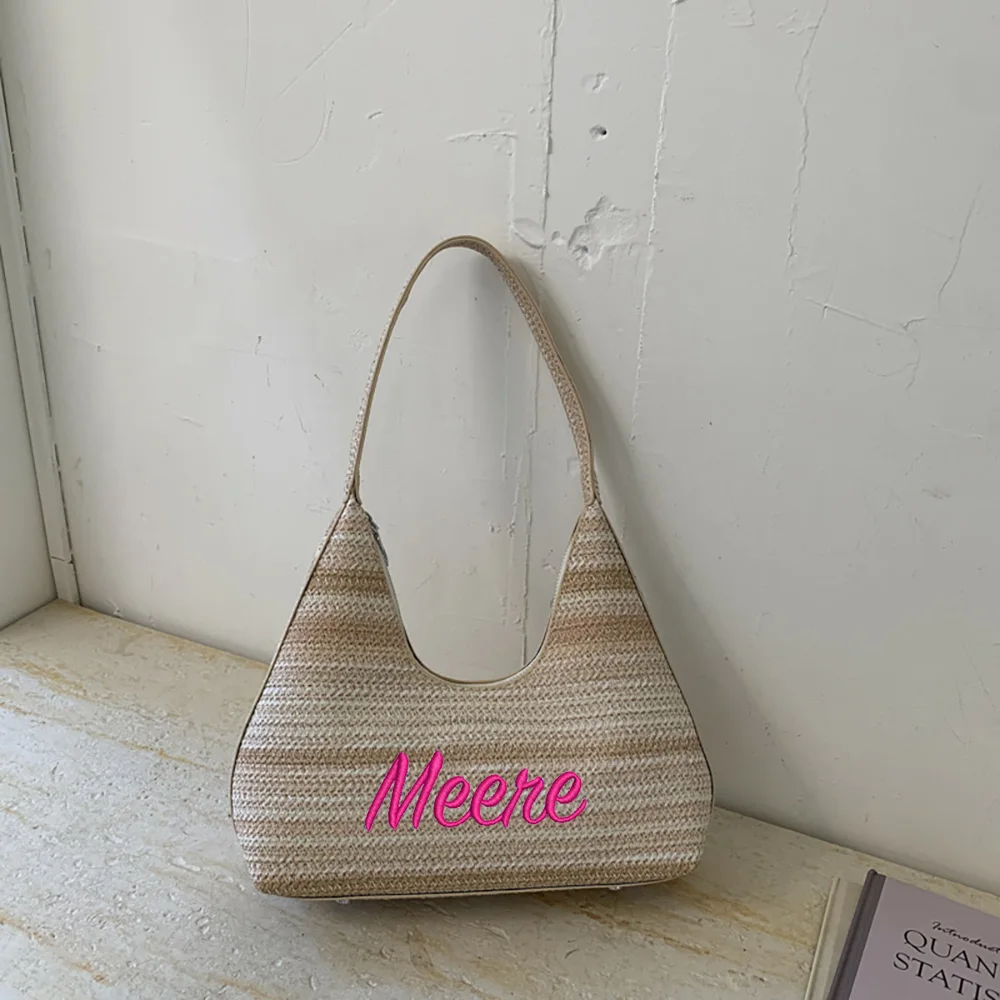 

2025 Новая минималистичная настраиваемая сумка через плечо с вышивкой, популярная тканая сумка для женщин, большая вместительная сумка для отдыха и отдыха