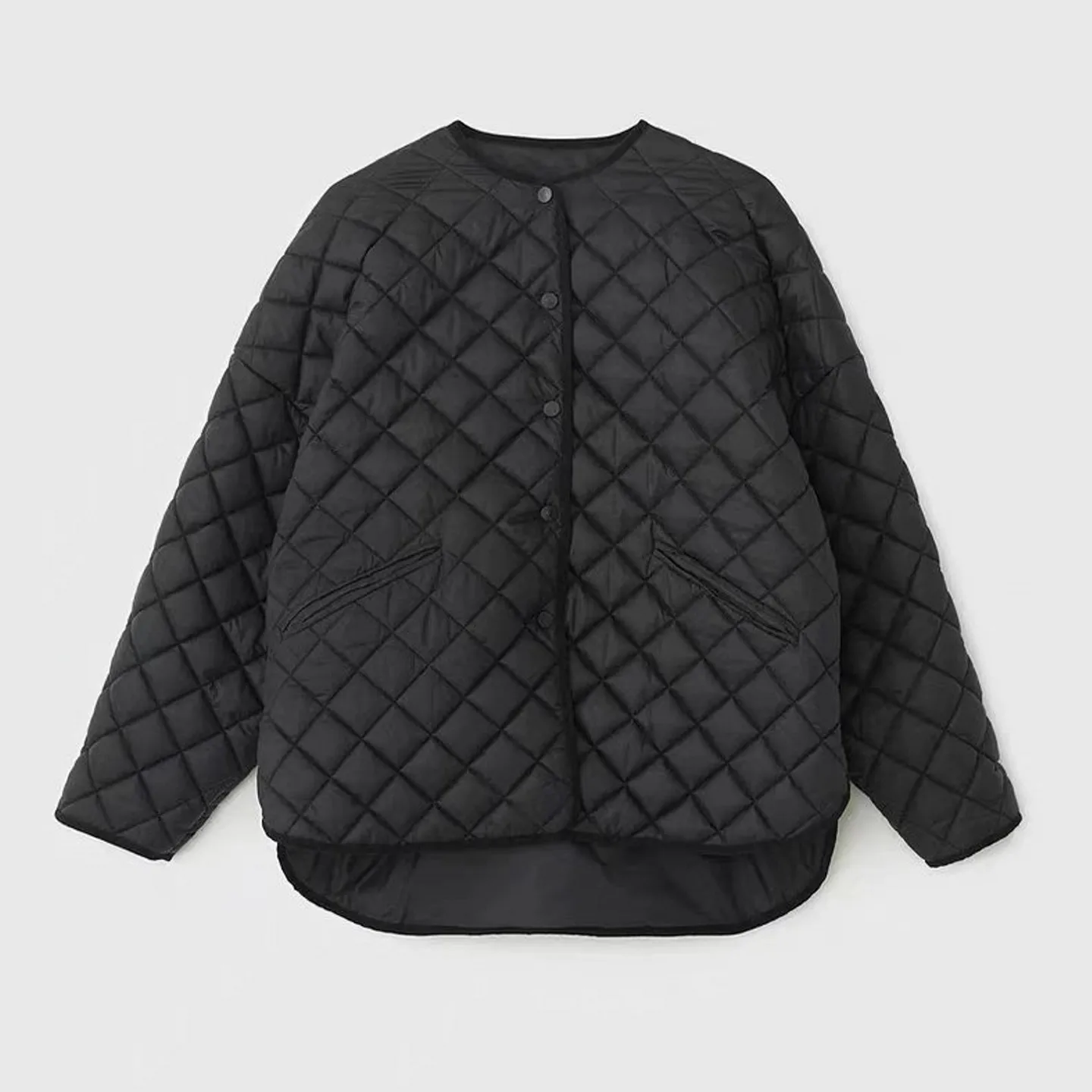 

Ladies Loose Fit Cotton Jacket Diamond Pattern Warm Versatile Winter Coat Long Sleeve round Neck Single Button Closure ...