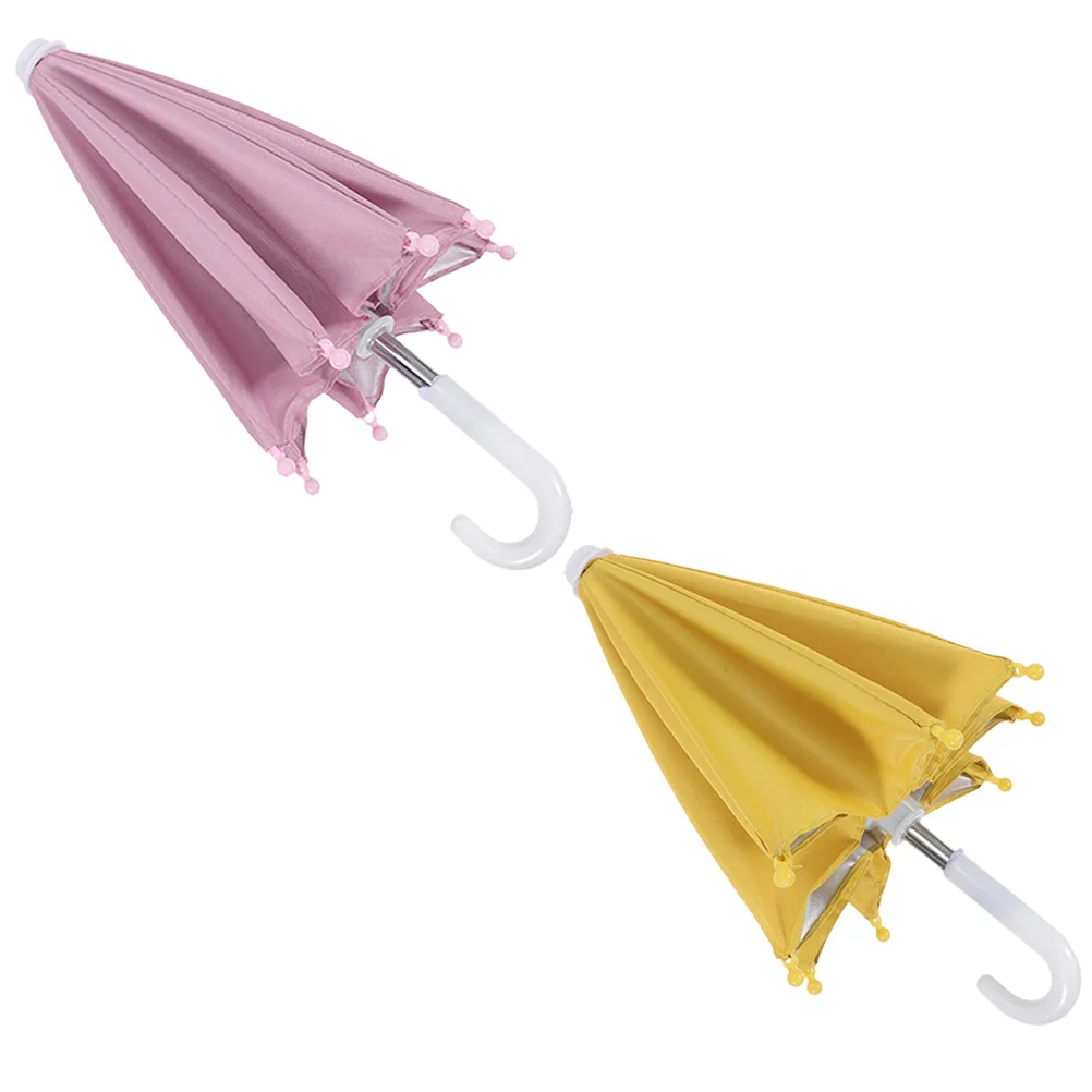 

2Pcs Small Phone Sunshade Riding Umbrella Lightweight Polyester Bicycle Toy Waterproof Cellular Pink Yellow Red Purple
