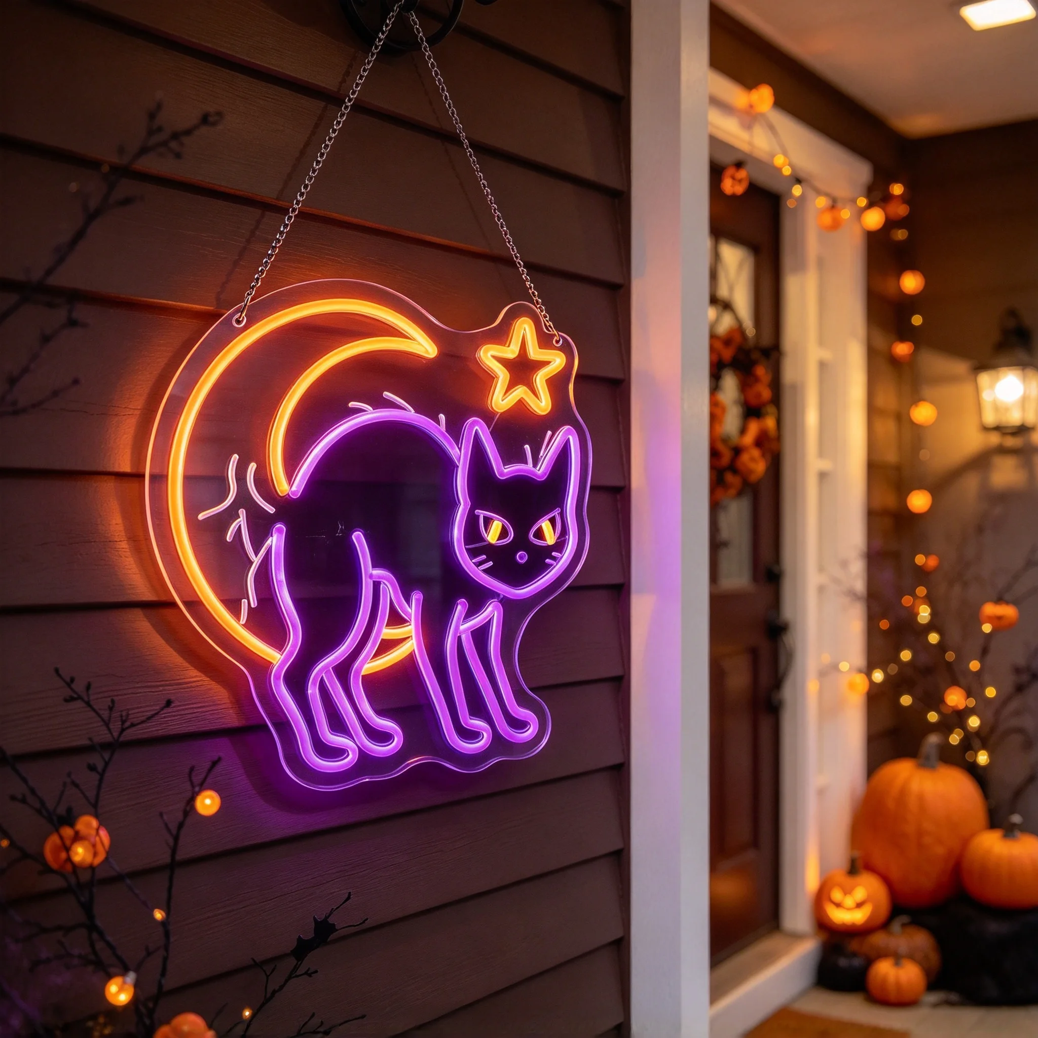 1 Halloween funny black cat wall decoration light LED acrylic luminous light board dimming switch button Halloween  decoration