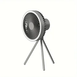 Desk Fan, Ceiling Fan, Chandeliers 3 In 1 Portable Tripod Fan With LED Light, 10000mAh Battery For Camping Outdoor Use