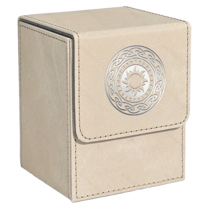 MTG Card Deck Box,hold 100+ single sleeved cards,PU leather denim embossed.