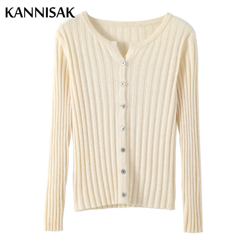 2024 Autumn Winter Womens Sweater Brown Cardigans O-neck Single Breasted Slim Fit Stretch Knitwear Solid Korean Cardigan Femme