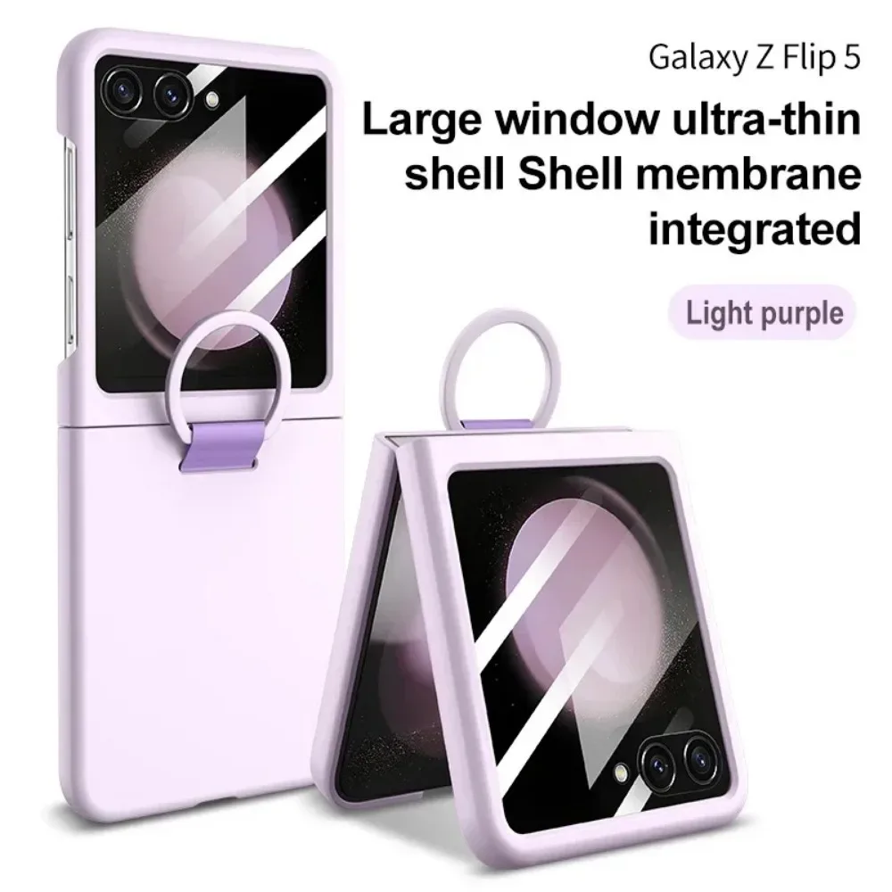 

For Samsung Galaxy Z Flip 6 5 Case Skin Friendly Matte with Ring Mirror Film Folding Shockproof Protector Hard Cover Accessory