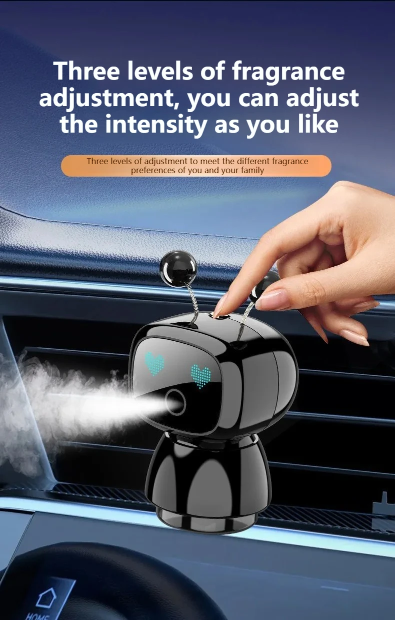 Cute Robot Smart Car Aroma Diffuser Car Air Outlet Fragrance Air Purifier Car Interior Decor Gift Electric Air Freshener