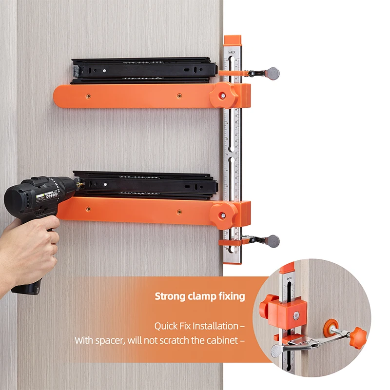 Heavy Duty Stainless Steel Drawer Slide Jig with Magnetic Arm Quick Clamp Hardware Products for DIY Cabinet Woodworking view 2