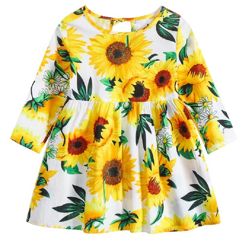 

Spring Summer Baby Outfits New In Dresses Kids Clothes Girl Korean Fashion Print Flowers Long Sleeve Cotton Toddler Dress BC2407