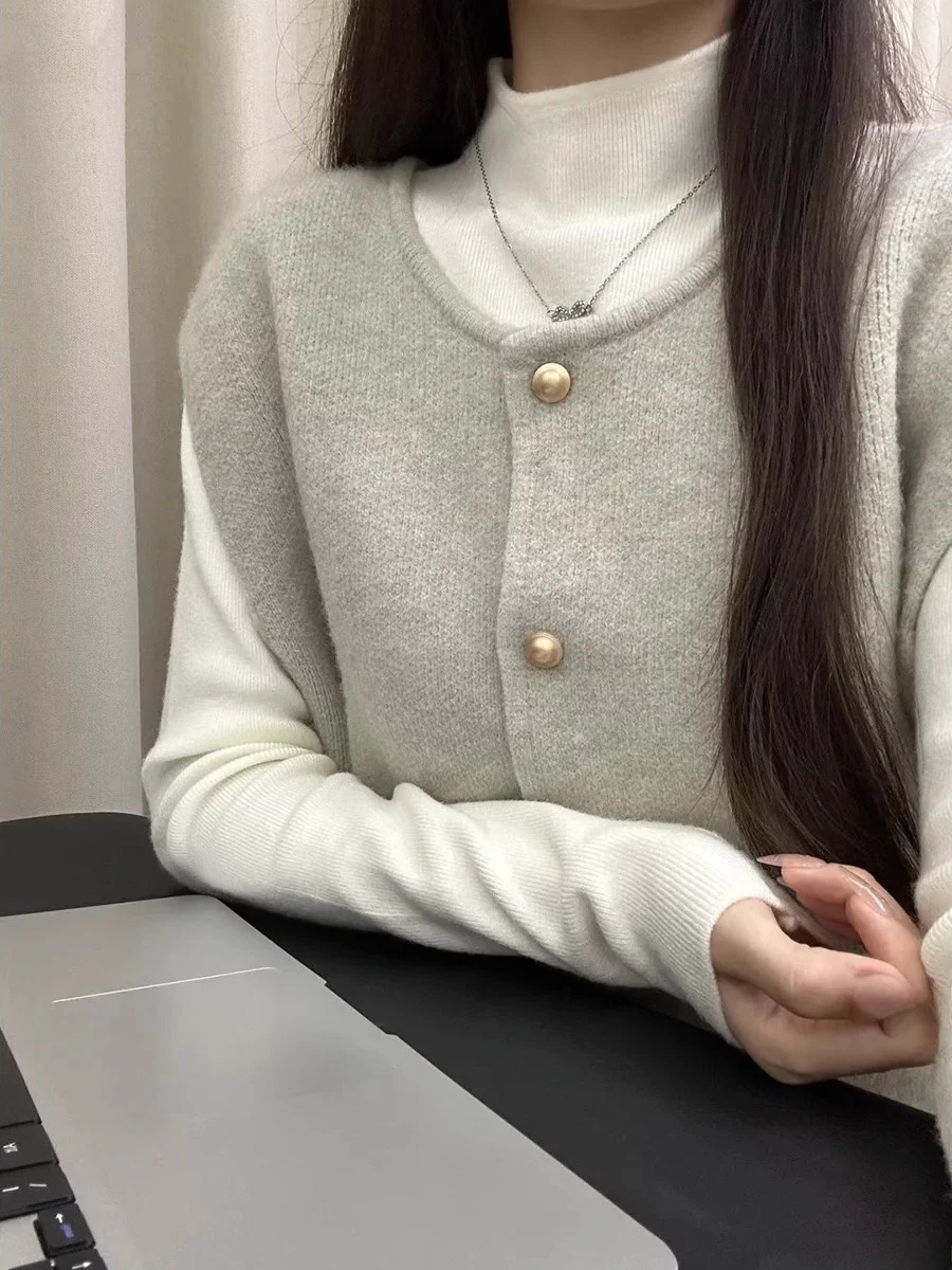 

Белый вязаный женский осенне-зимний облегающий многослойный топ с высоким воротником, корейский мягкий длинный свитер свека