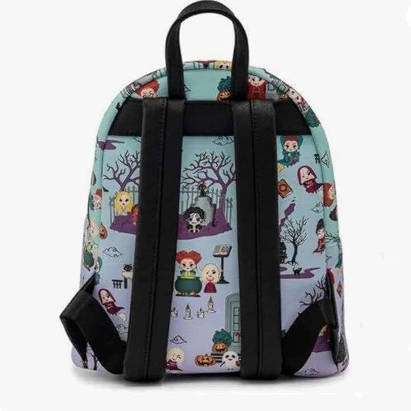 Disney Hocus Pocus Mini Backpack Women PU Leather Printing Double Shoulder Bag Cartoon Black Cat Pendant