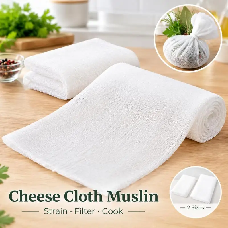 1.5/2/3/4yards White Cotton Gauze Cheesecloth Fabric Reusable Muslin Cloth for Straining, Cooking, Tofu ,Cheesemaking, Baking
