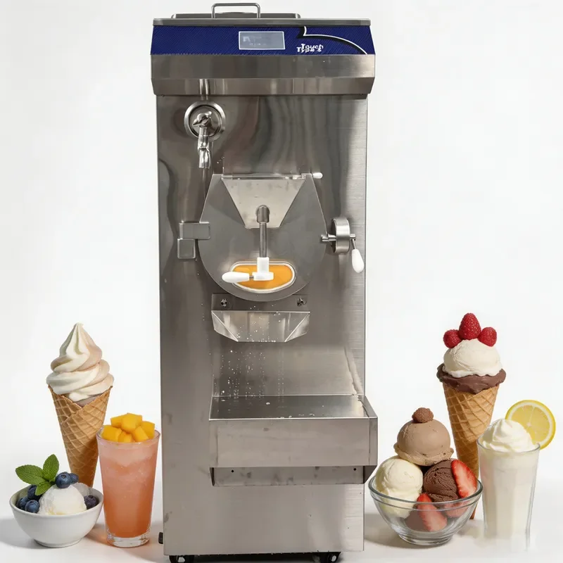 New Food Grade 304 Stainless Steel Hard Ice Cream Machine with Pasteurizer Italian Style for Catering and Restaurant Use