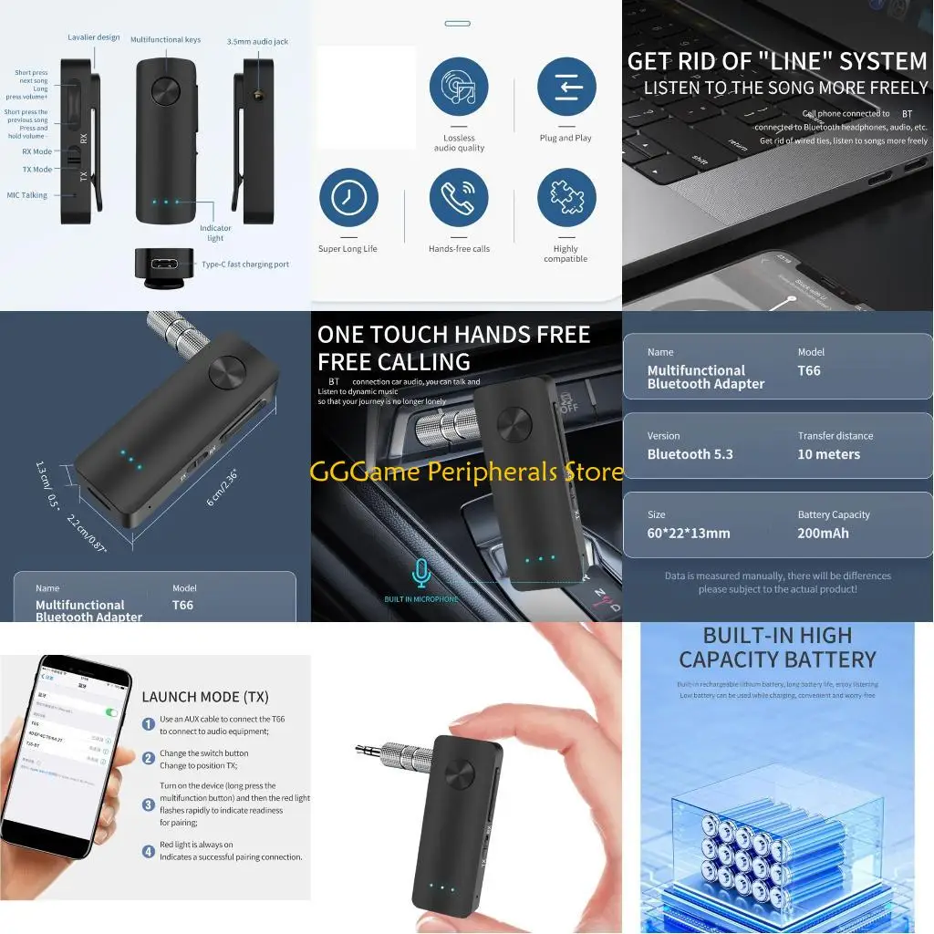 

U55B 2 в 1 аудиоприемник-передатчик беспроводной адаптер USB Bluetooth-совместимый 5.3