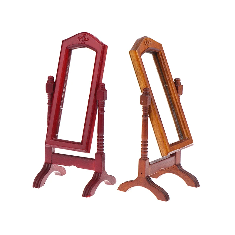 

HMA76-1/12 Миниатюрные аксессуары для кукольного домика: деревянное напольное зеркало-туалетный столик, игрушка для детей, декор для кукольного домика, мебель