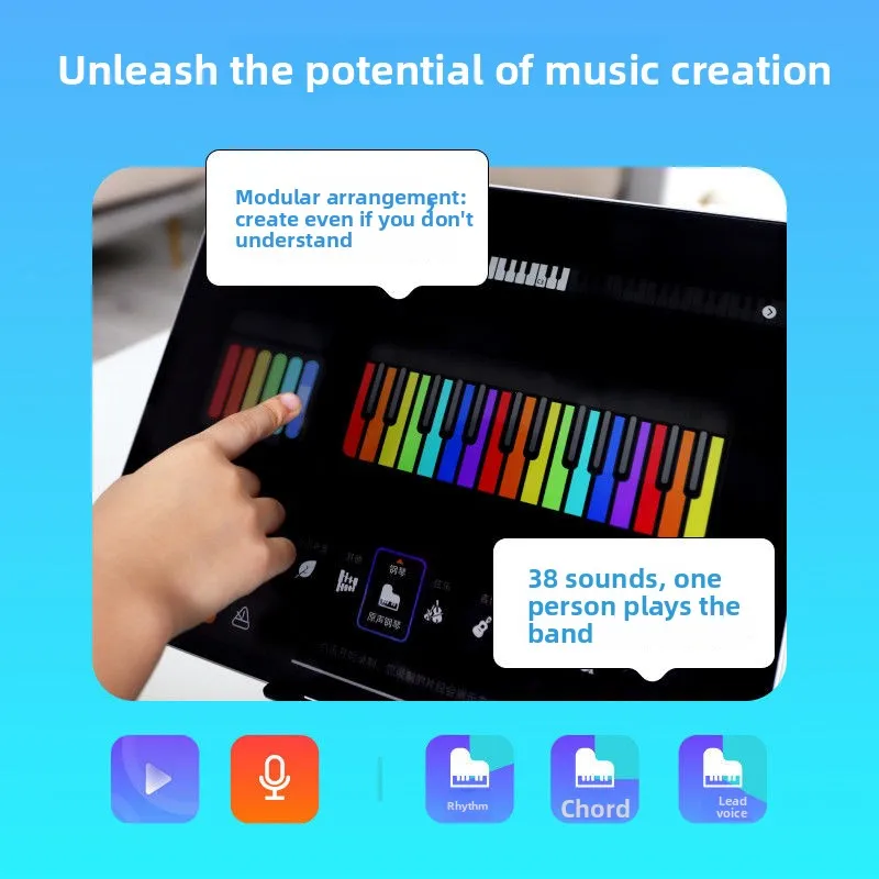 Music PIN Keyboard Smart Automatic Piano Valentine's Day Gift Beginner Rainbow Electronic Organ