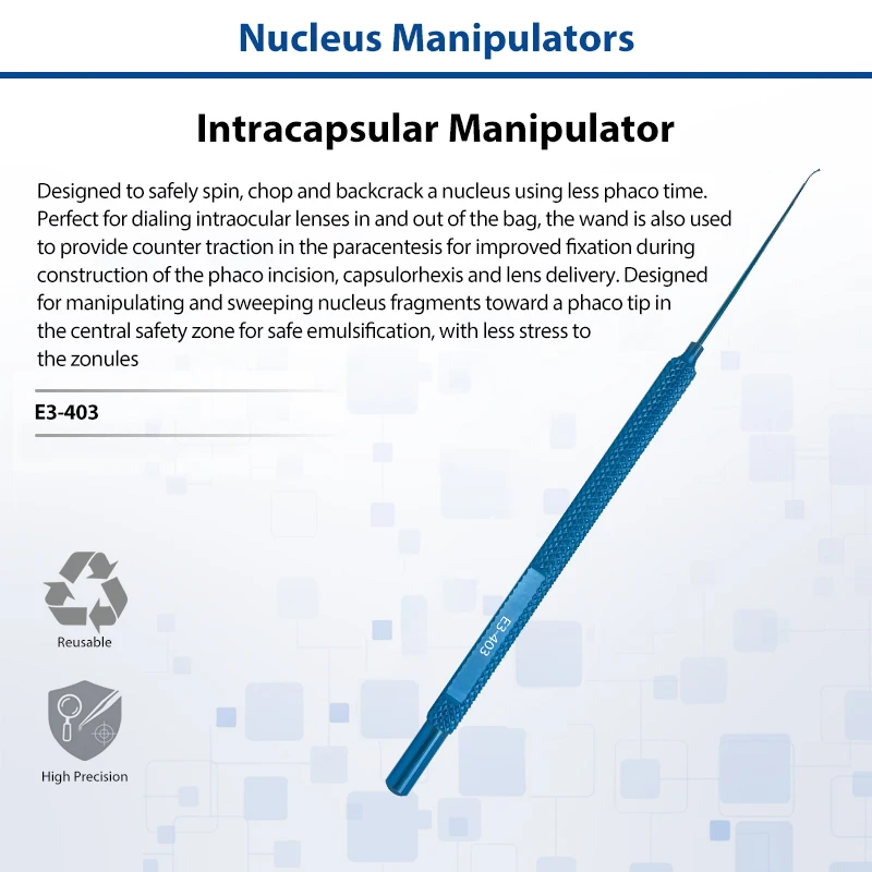 Titanium Alloy Intracapsular Manipulator Ophthalmic Microsurgical Instrument Cataract Lens Nucleus Manipulation Eye Surgery Tool