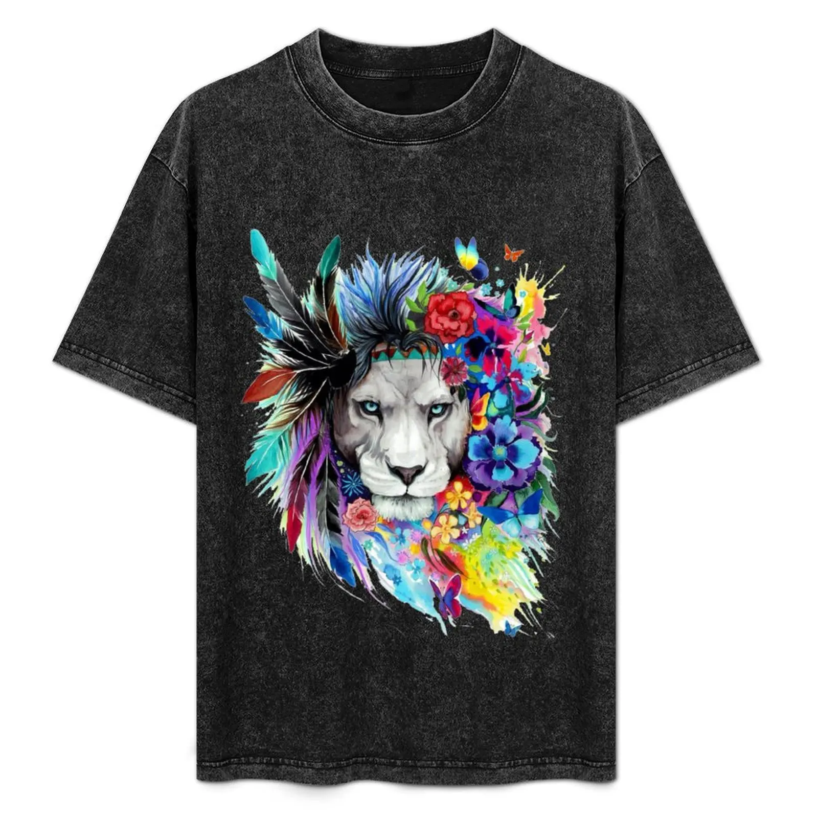 Wild Natural Colorful Lion - T-Shirt Utility Work Short Sleeve Top