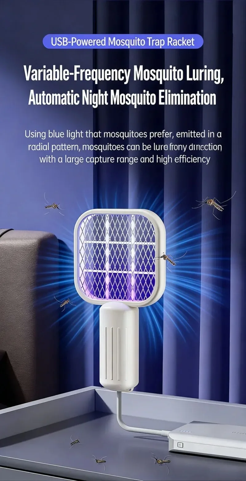 Portable Trap Mosquito Killing Lamp Fly Swatter Mini USB UV Mosquito Swatter for Outdoor Picnic Camping Hotel