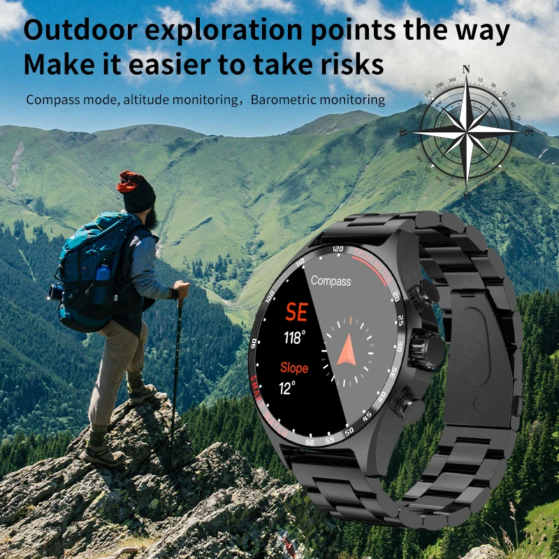 

LIGE GPS New Smart Watch Men Outdoor Compass Sports Fitness Bracelet Bluetooth Call Clock Waterproof Smartwatch For Android IOS