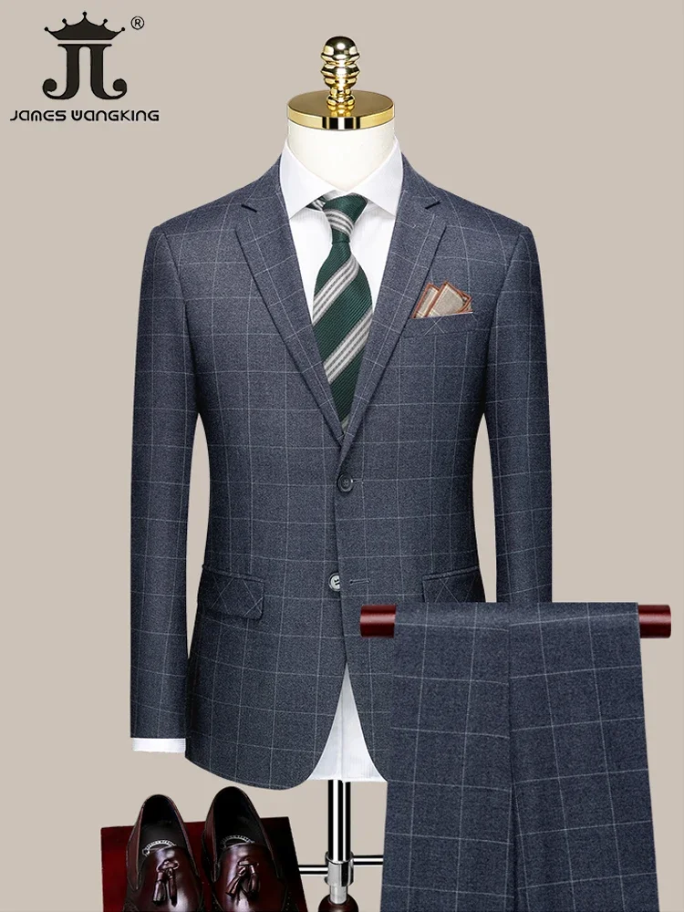 Blazer Vest Pants Luxury High-end Brand Boutique Plaid Casual Business Suit 3 Pcs and 2 Pcs Set Groom Wedding Party Dress Jacket