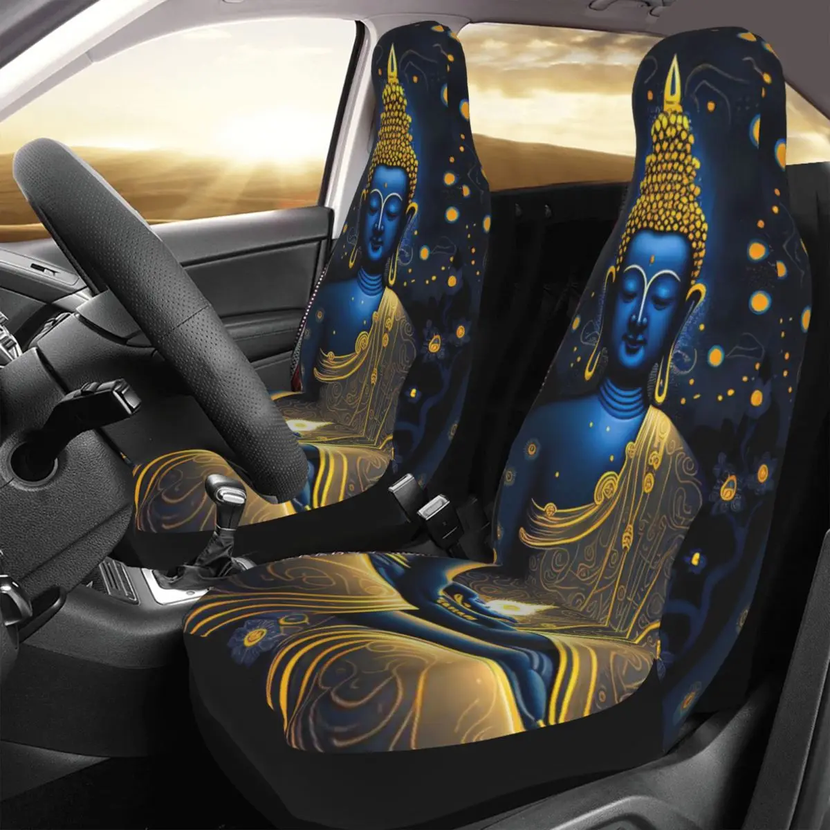 

Buddha Art Drawing Car Seat Cover Custom Printing Universal Front Protector Accessories Cushion Set