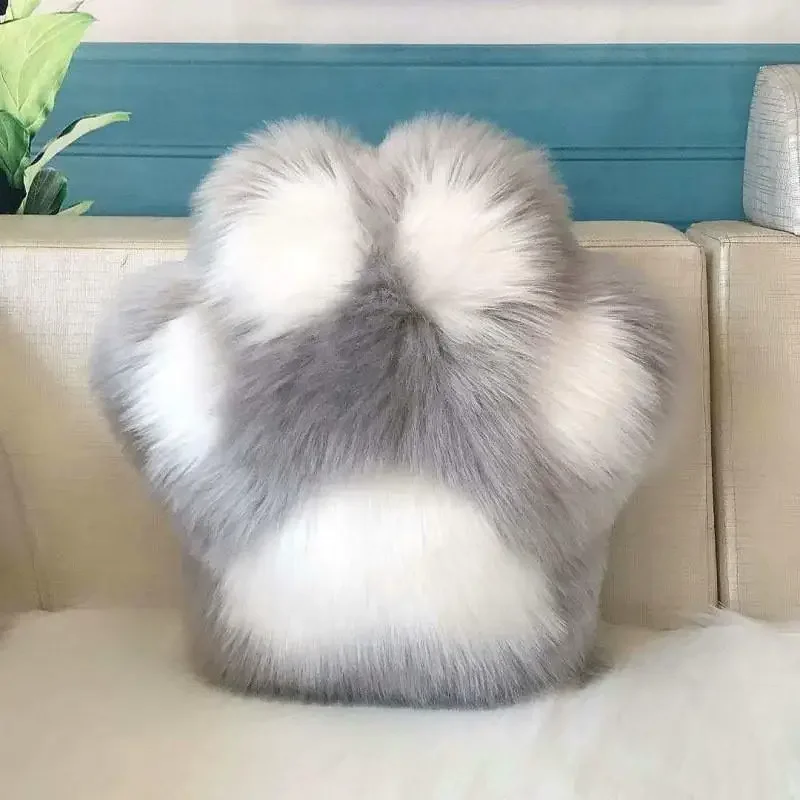 Nordic for Cat Paw Plush Pillow Cartoon Stuffed Animal Claw Faux Fur Fuzzy Sofa Cushion Hugging for Home Decora