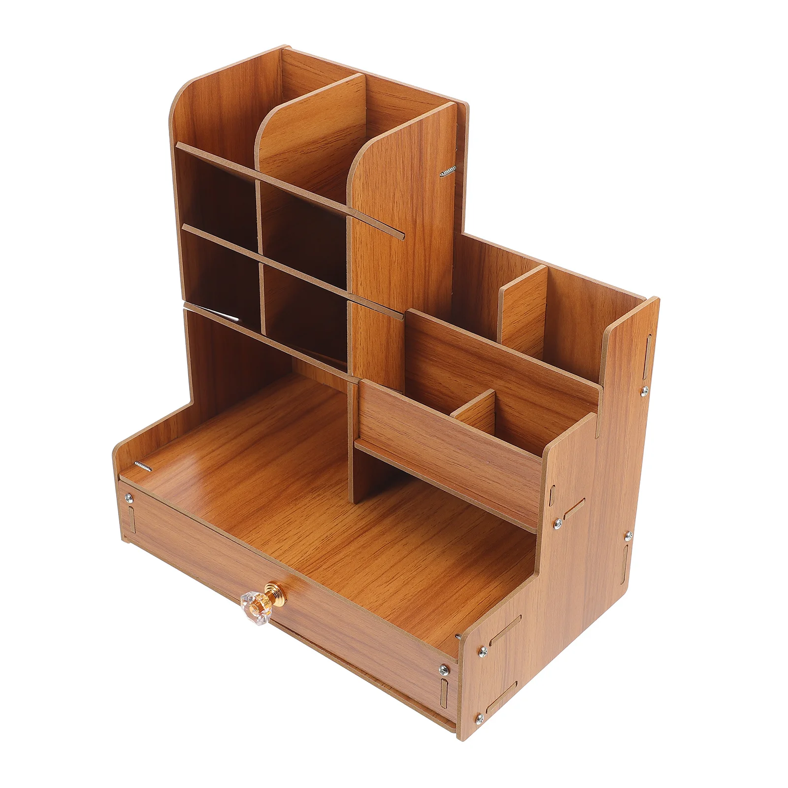

Wooden Desk Organizer Compact Multi-Grid Pen Holder Storage Box for Office School Desktop Stationery Rack Wooden Desk Organizer
