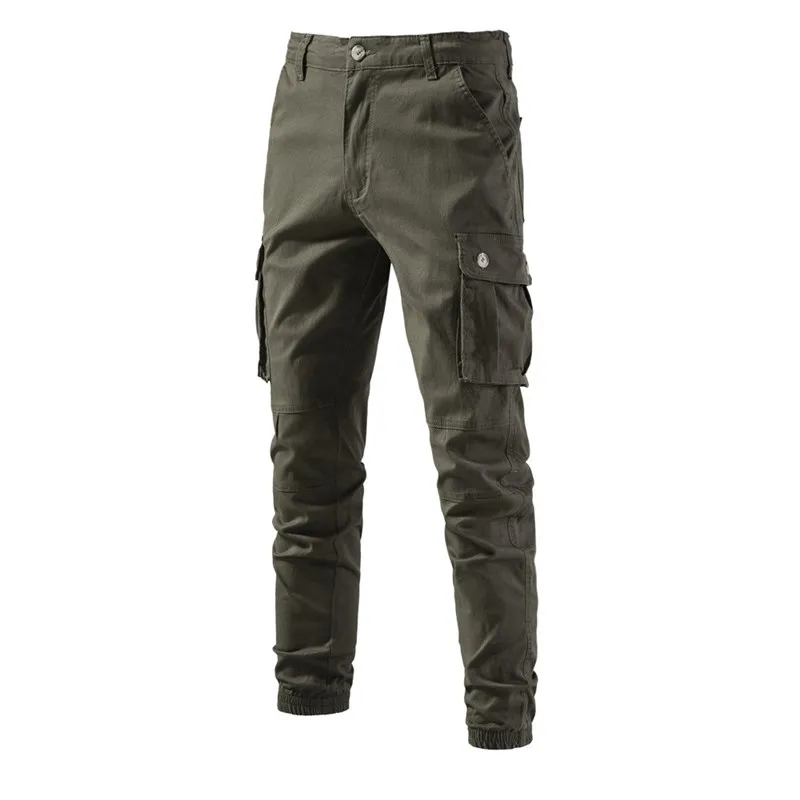 

Spring Autumn Men's Casual Work Pants Breathable Youth Straight Leg Cotton Workwear Classic Color mid Waist Trousers