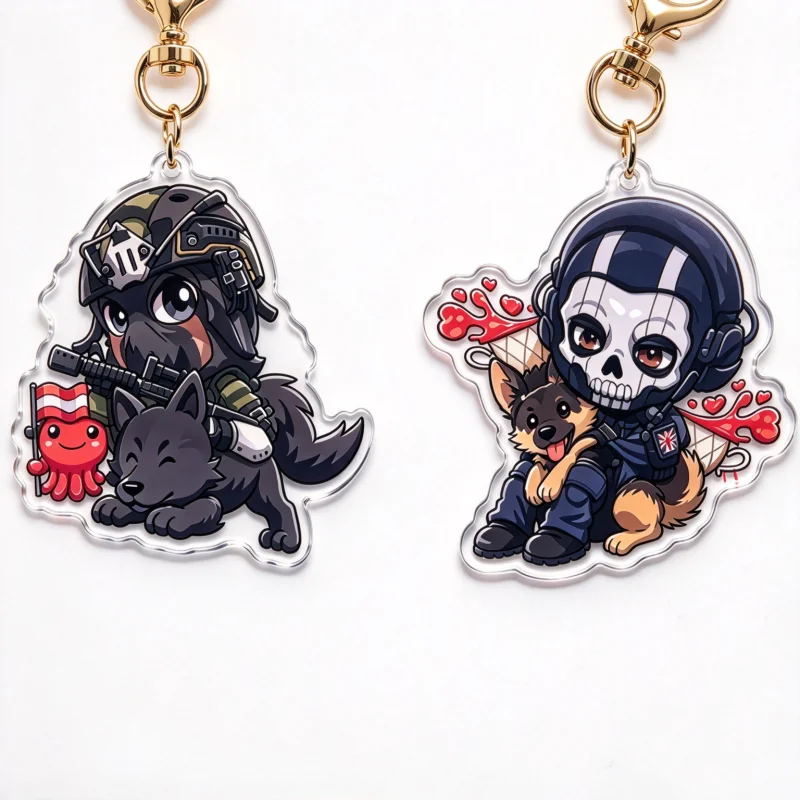 NO AI Art Simon Ghost Riley & König Acrylic Keychain - Cute Chibi Military Character Pendant Bag Charm for Game Fans
