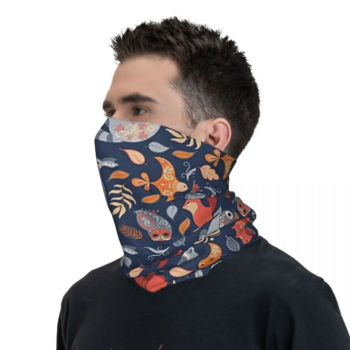 Sprookjesachtig Bos. Scandinavische Ontwerp Bandana Nek Gaiter Bedrukt Gezicht Sjaal Multifunctionele Bivakmuts Running Volwassen Winter