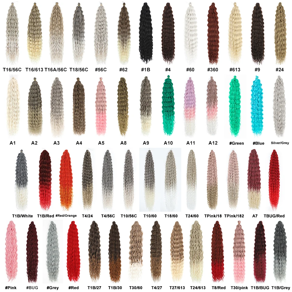 22 بوصة ارييل حليقة تجديل الشعر التمديد الاصطناعية الأفرو تجعيد الشعر موجة عميقة تويست الكروشيه الشعر أومبير الأخضر الأزرق الأحمر الكروشيه الضفائر
