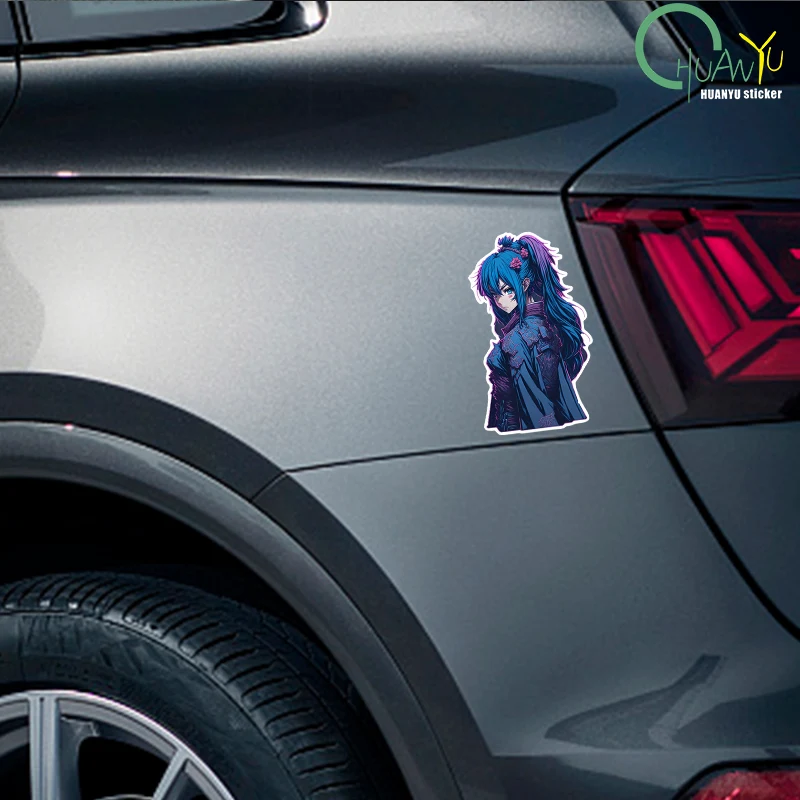 for Samurai Girl Japanese Vinyl Car Sticker Car Door Protector Decal Caravan Racing Drifting Anime Decor