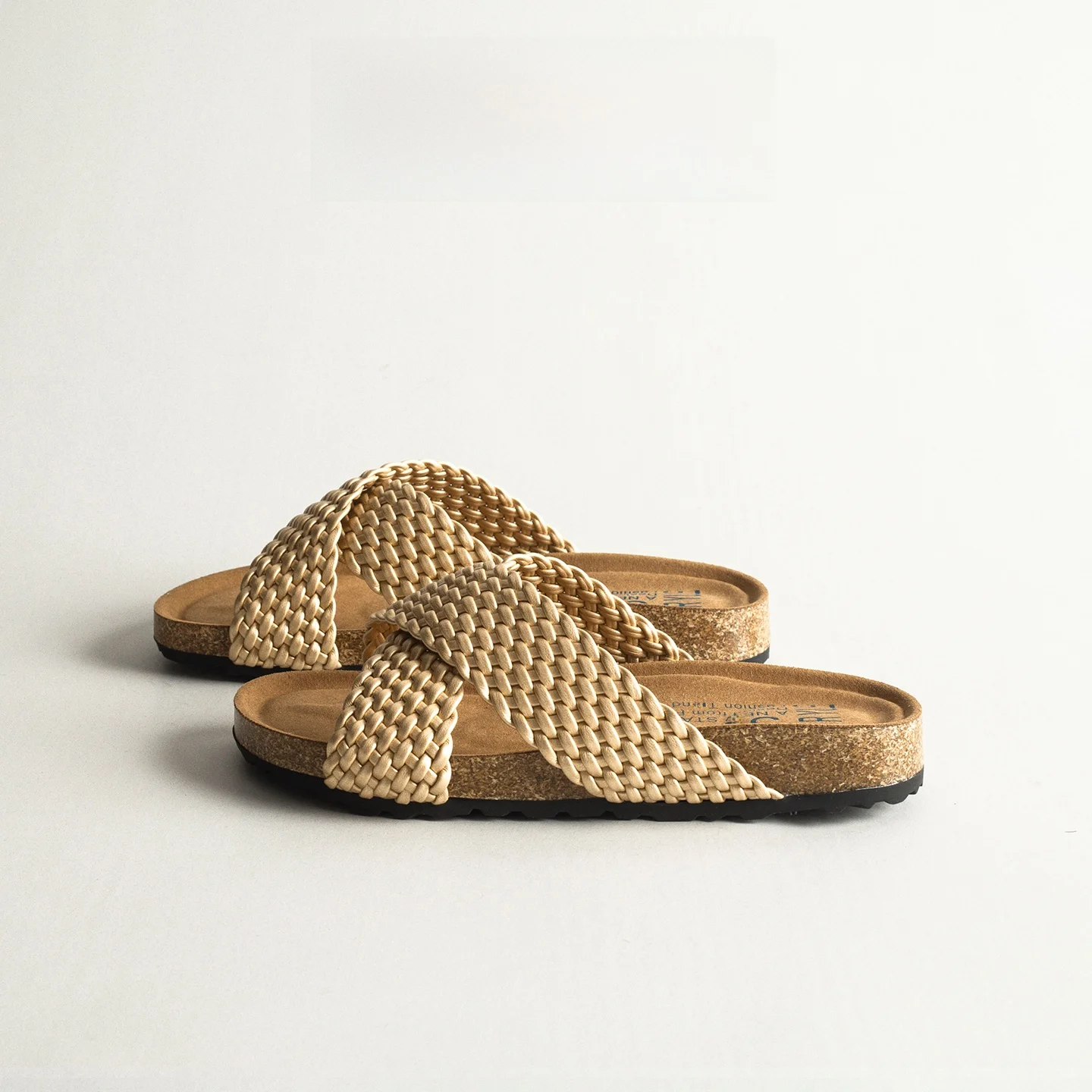 Retro Woven Thick Bottom Cork  Slippers Women Summer Outdoor Casual Flat Beach  Shoes Open Toe Slip-On
