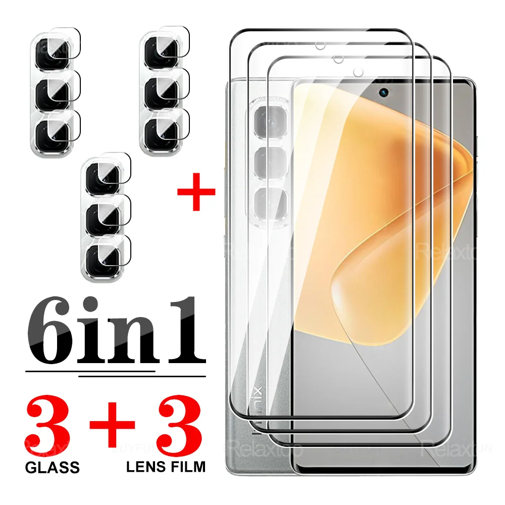 6in1 For Infinix Hot Pro Plus Potect Lens Glass on Hot50pro＋ 50pro＋ 4G HD screen protector 6.78inch Full Cover curved Front film