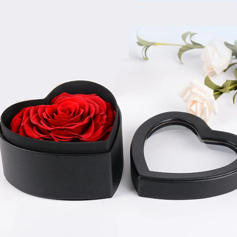 

Big Eternal Rose Head Decorative Preserved Flower Roses in Heart Shape PU Box, Wedding Souvenir Gift Sets,Chismas surprise decor