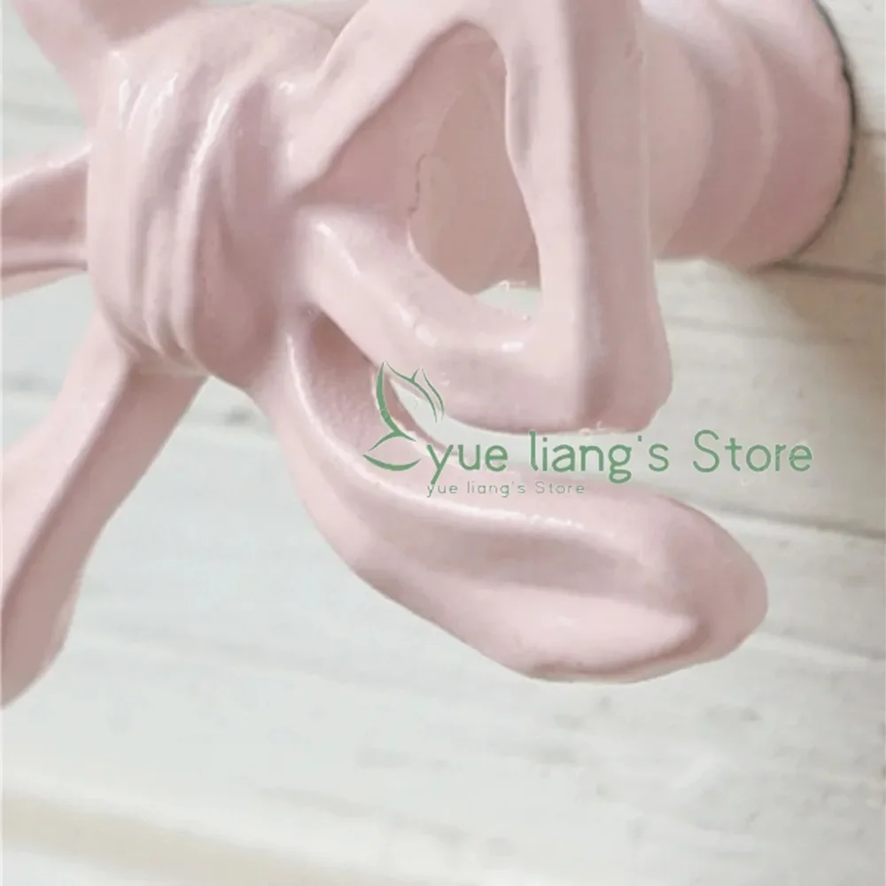 Pink Bow Decor Handle,French Cabinet Doorknob,drawer, Wardrobe Door Handle,Retro Home Decoration Elegant 2pcs Metal Handle