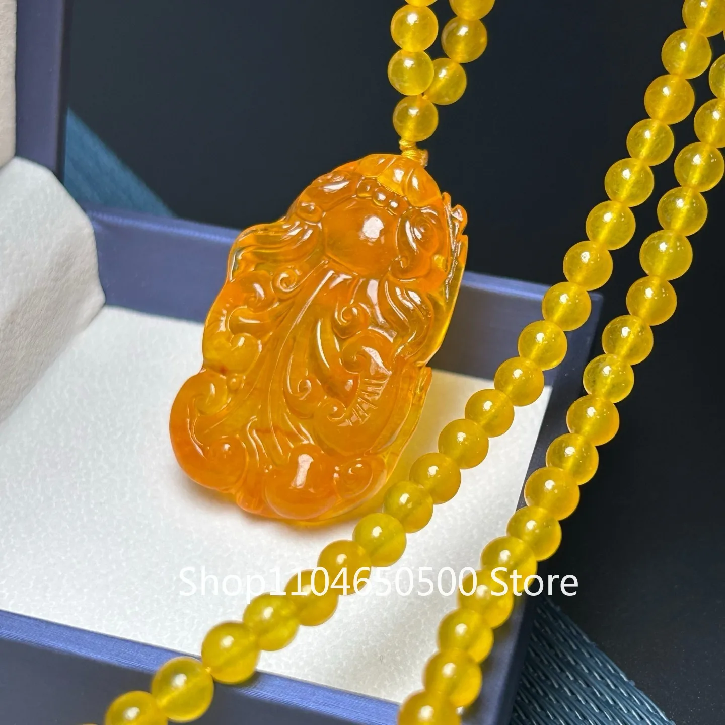 

Certified Natural Perfect High Ice yellow Jade Jadeite pixiu Pendant&Necklace