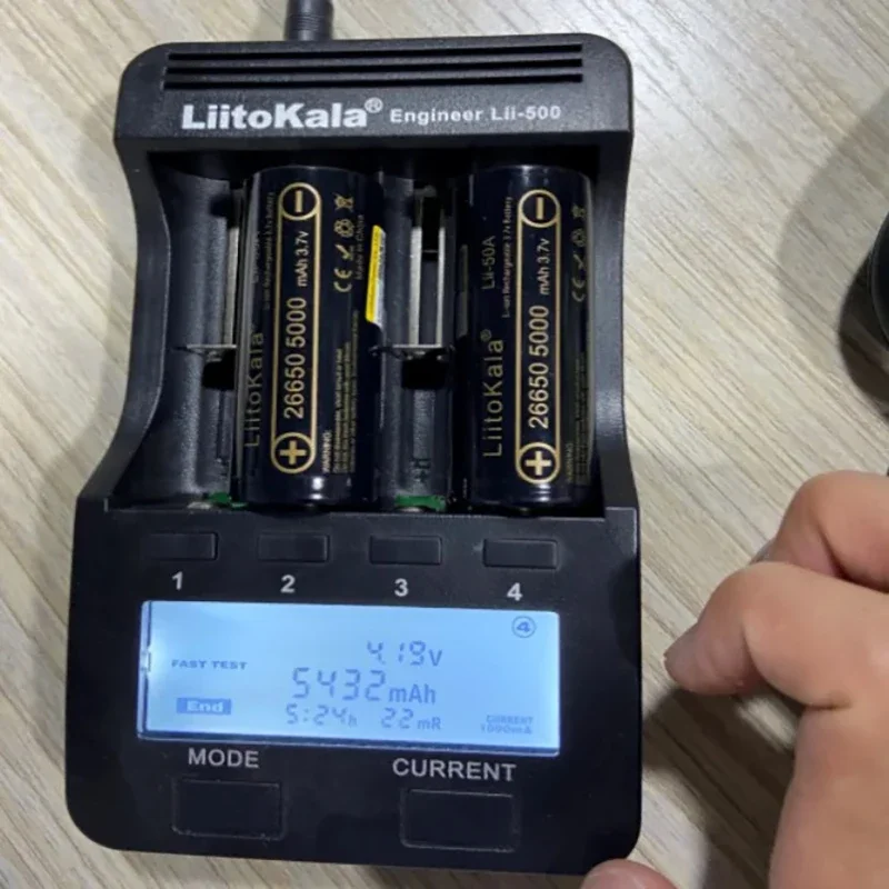 LiitoKala lii-50A 26650 5000mah lithium battery 3.7V 5000mAh rechargeable battery suitable for flashligh