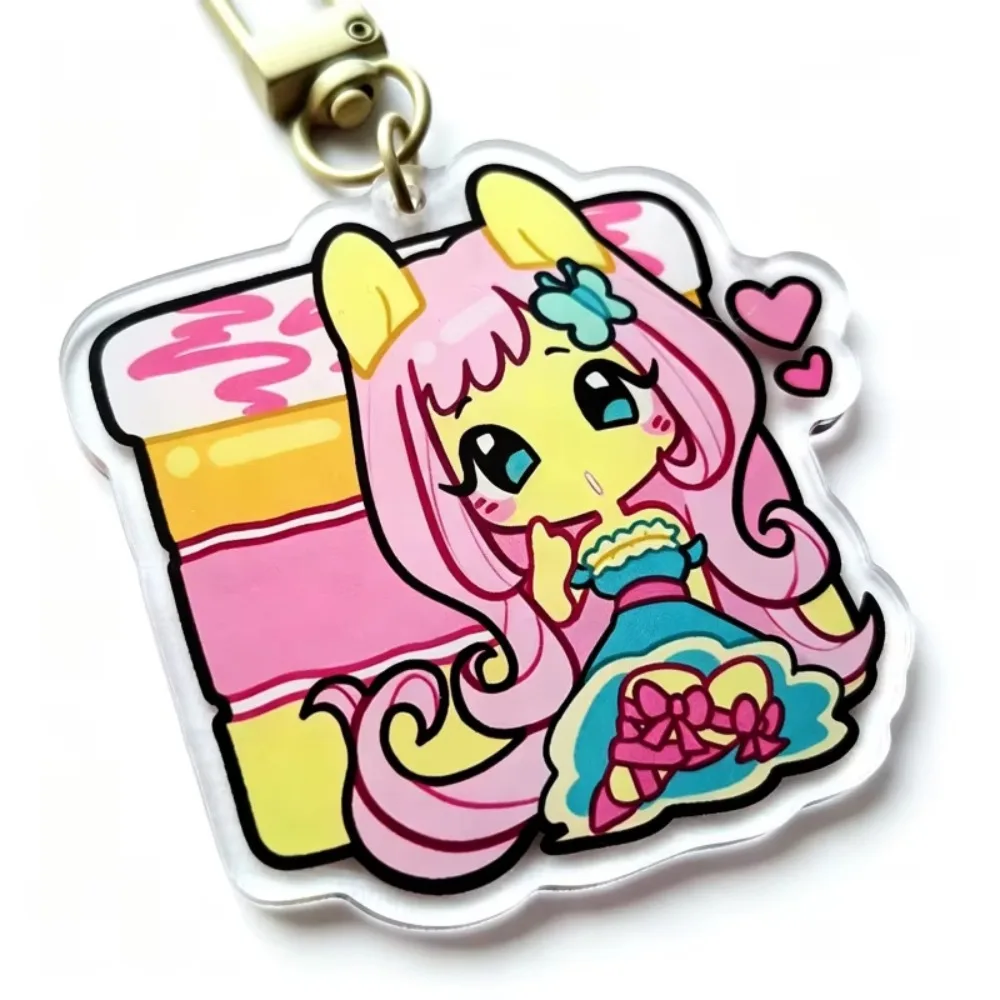 Acrylic Keychain - Applejack, Twilight Sparkle, Rainbow Dash, Fluttershy, Rarity Chibi Food Theme Bag Charm Gift for Fans view 3