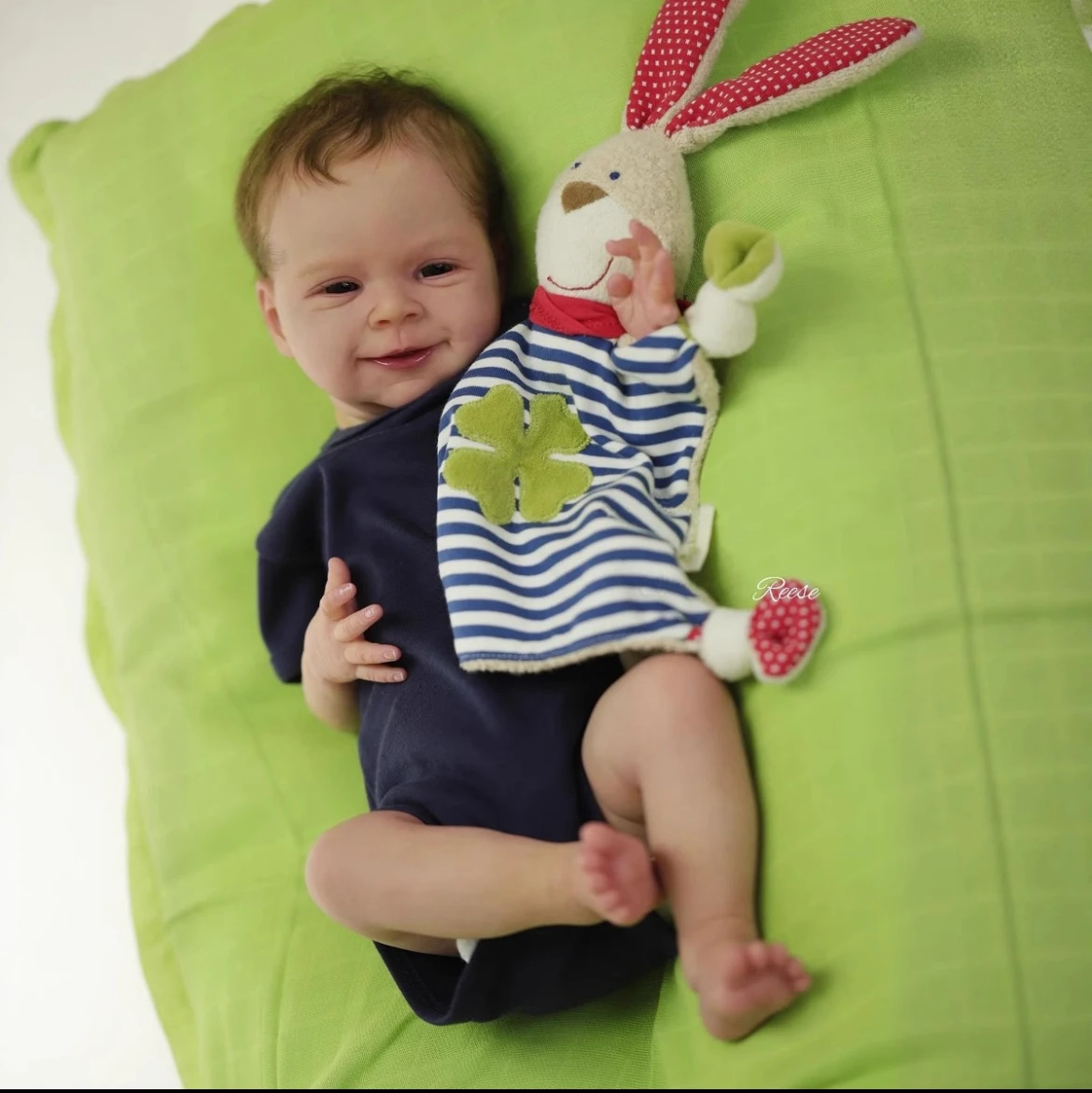 

48cm Sebastian Handmade Realistic Reborn Baby Doll - Ultra-Lifelike Newborn with 3D Skin, Rooted Hair, Veins - Unique Gift