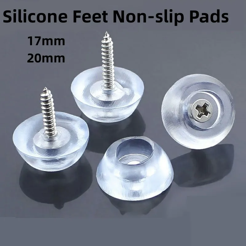 17mm 20mm Silicone Pad Transparent Soft Foot Nail Screw On Clear Rubber Feet Non-slip Pads For Furniture Floor Desk Protection