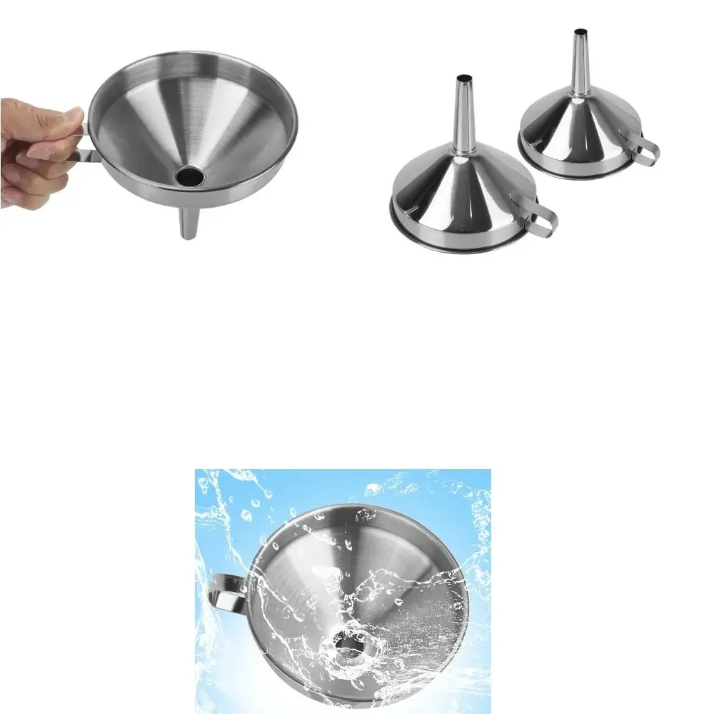 Wide Mouth Stainless Steel Funnel with Detachable Filter Spice Cooking Oil Filter Strainer Oil Spill Kitchen Tool Filter Funnel view 2