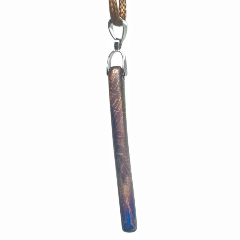 Real Muonionalusta Iron Meteor Thin Rod Colorful Coated Pendant Extraterrestrial Rock Braided Rope Necklace LK490